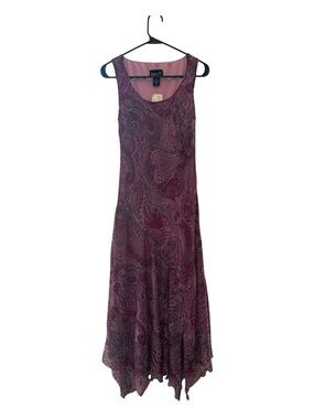 NWT Biyaycda Y2K Style Sleeveless Paisley Maxi Dress in Plum Size Small